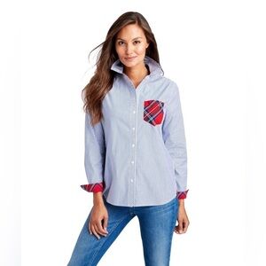 Vineyard Vines Mixed Patterns Stripes & Plaid Button Down, Size 4